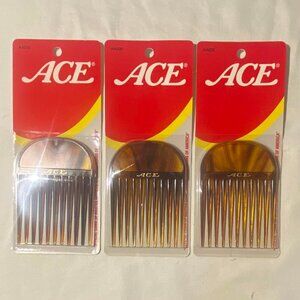 Vintage Set of 3 1989 Ace Goody Tortoiseshell Hair Lift Picks - Old Store Stock